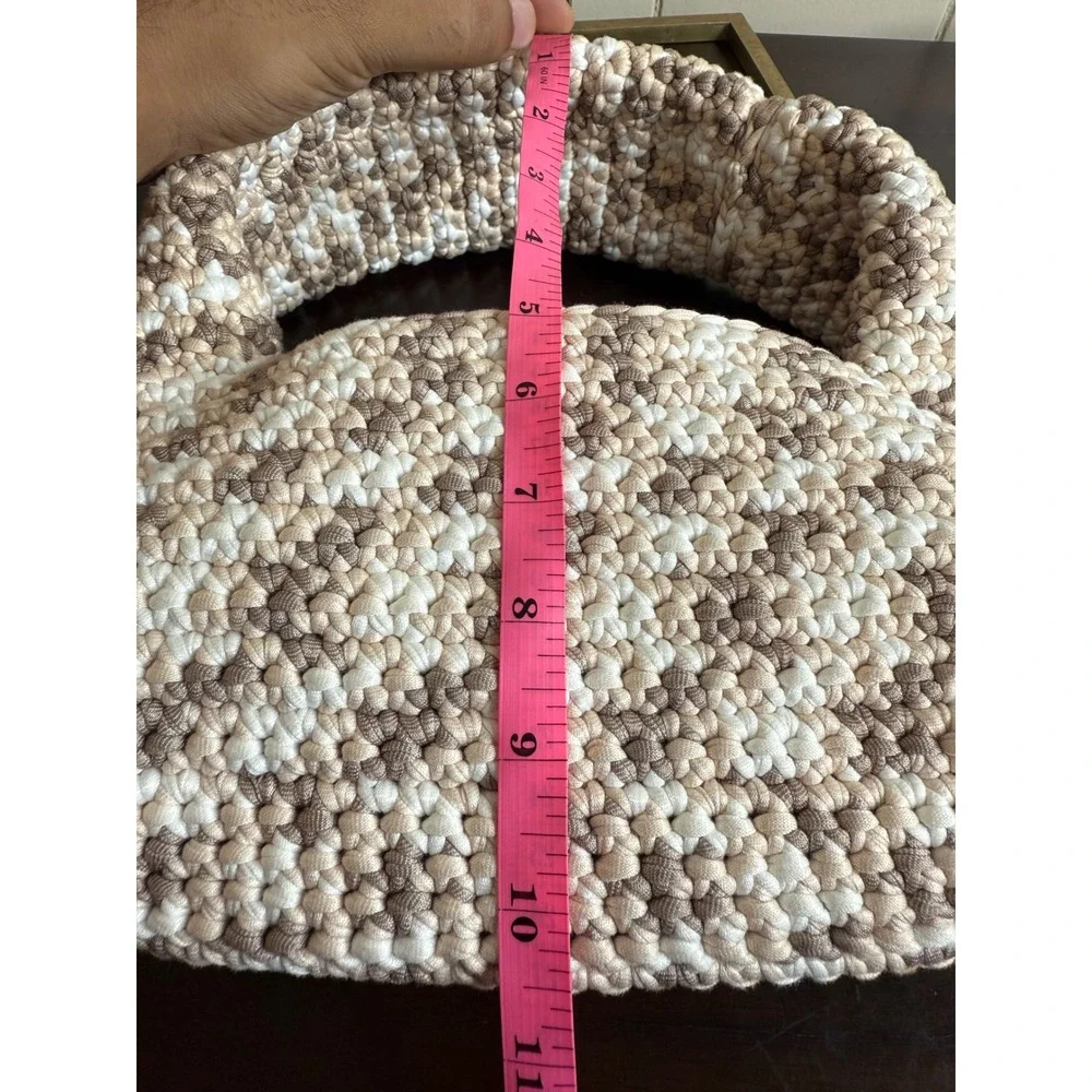 Crochet Handbag Shoulder Bag Women's Knit Purse Beige Brown White Woven Hobo